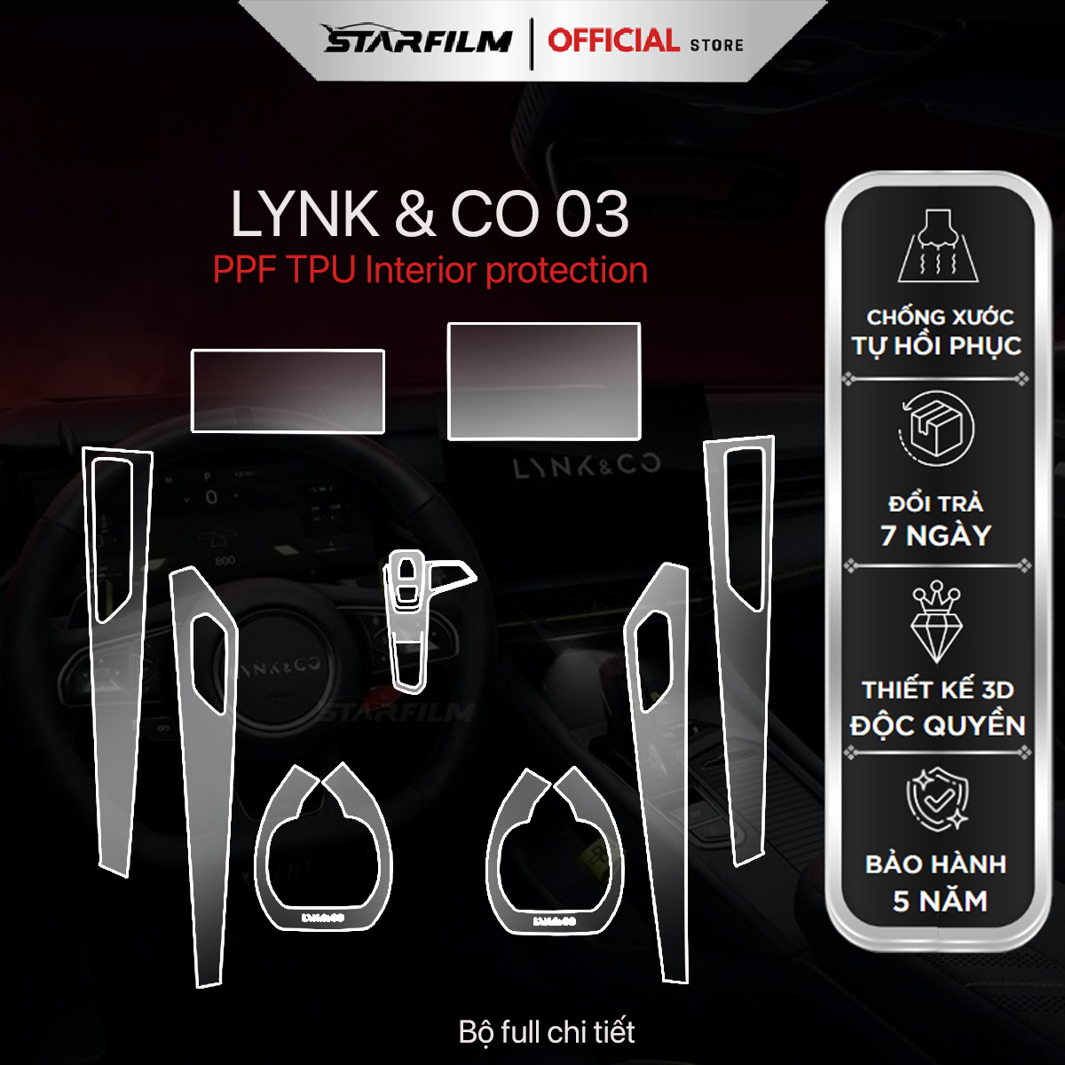 LYNK & CO 03 PPF TPU chống xước tự hồi phục STARFILM
